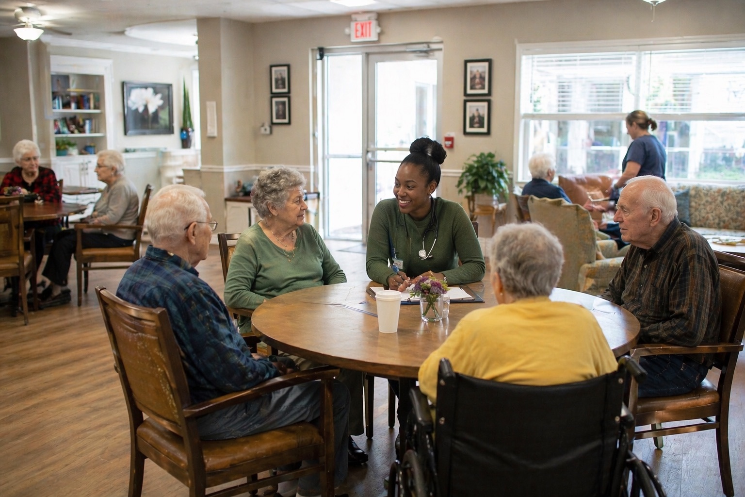 A day in a senior care lounge